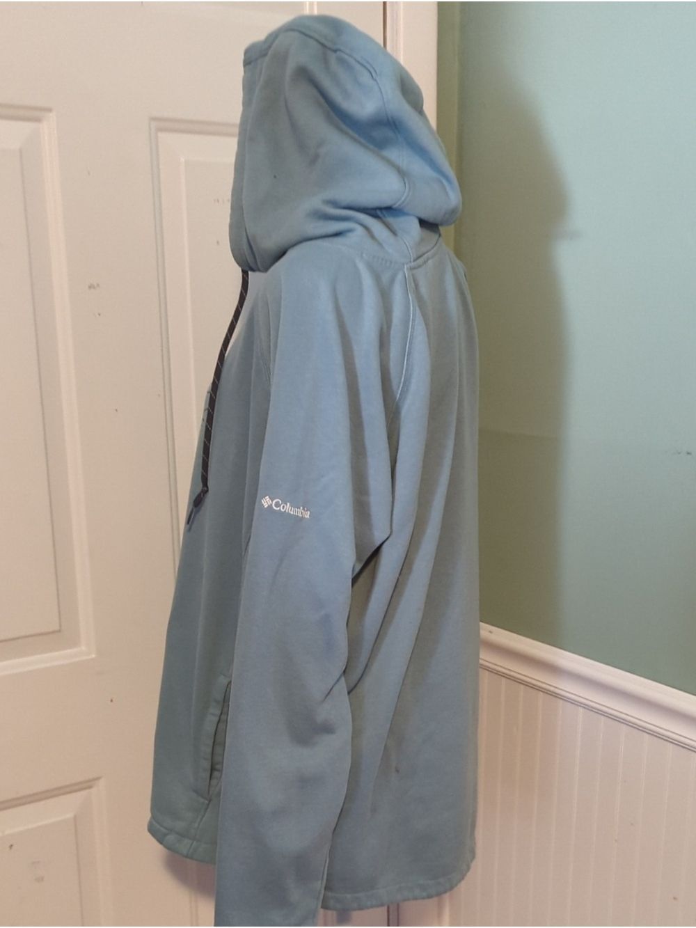 Columbia Men's Light Blue Fleece Hoodie Pullover Mountain Ski Snowboard Large - Picture 5 of 14
